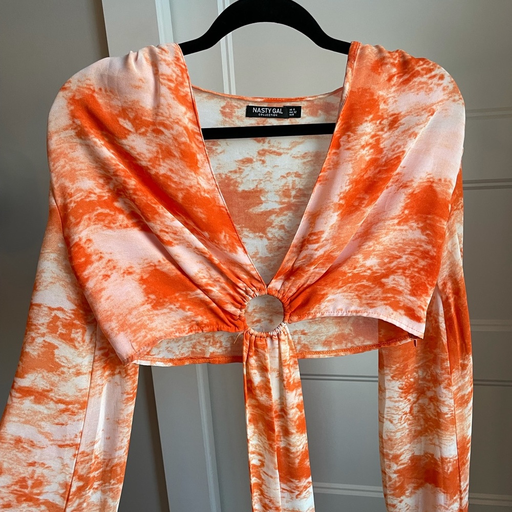 Orange and white marbles top! 90s inspired!